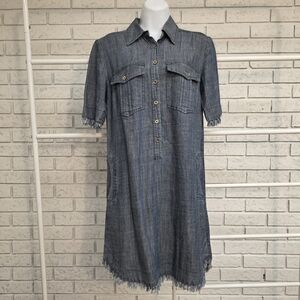 Trina Turk Chambray Midi Shirt Dress in Blue